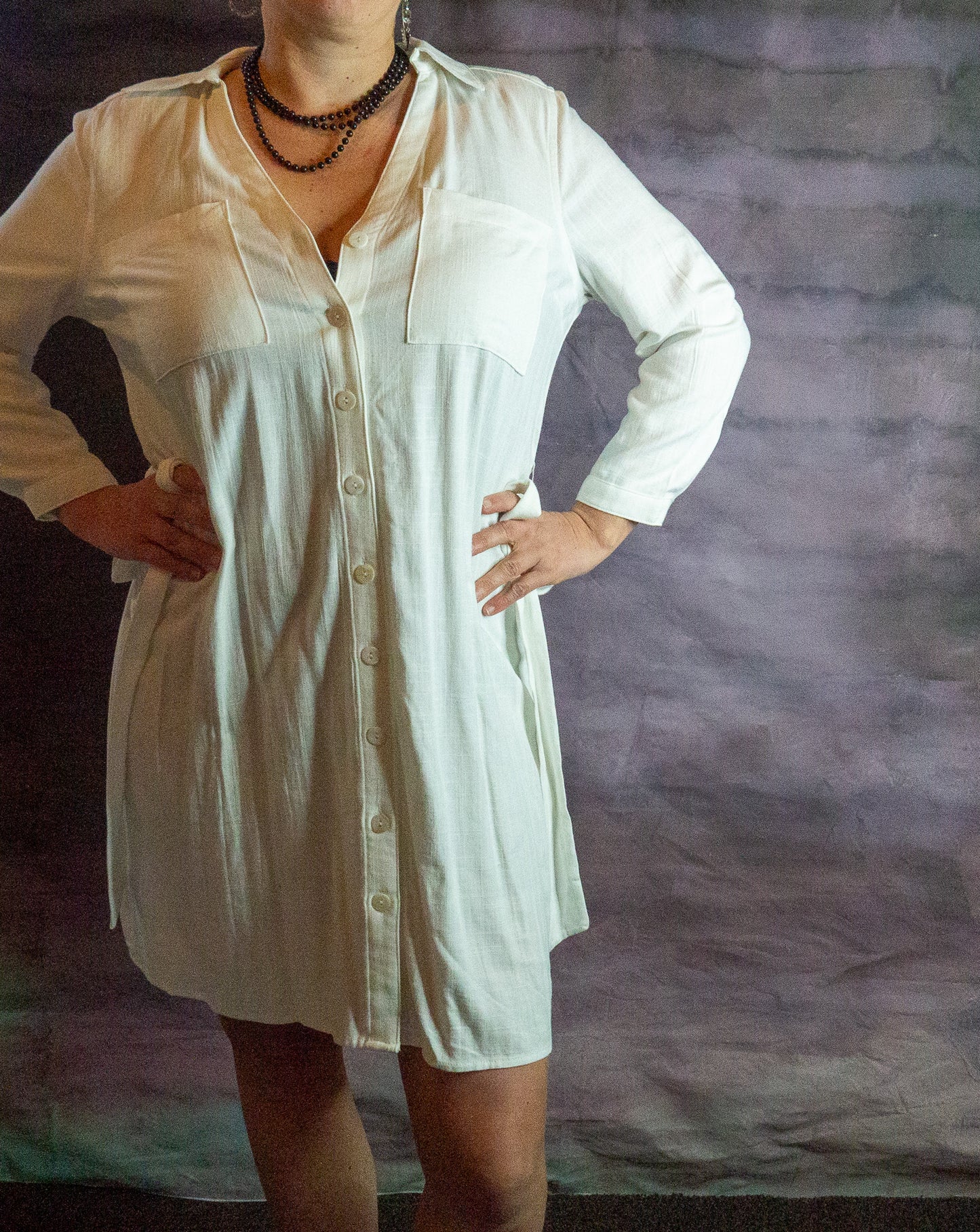 Bae Maternity Flax & Rayon Shirt Dress